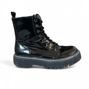 Steve Madden women’s black patent combat boots size‎ 7